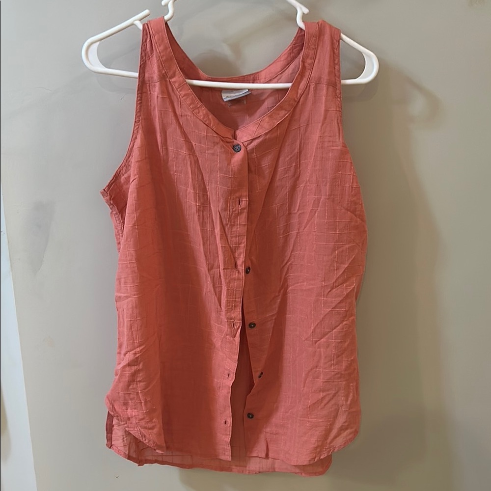 Columbia Pink Sleeveless Buttoned Tank Top